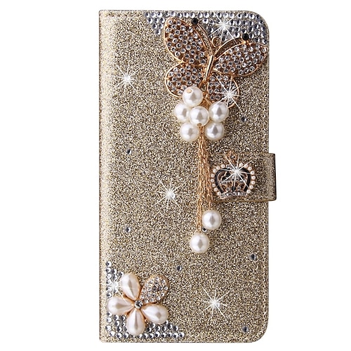 Handy Hülle Handyhüllen Für Samsung Galaxy S25 S23 S22 S21 FE S21 Ultra Plus A35 5G A54 A73 A53 A33 Brieftaschenhülle Strass Mit Kartenhalter Magnetischer Flip Glitzernd Kristalldiamant PU-Leder Image