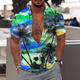 Herren Hemd Hawaiihemd Sommerhemd Grafik-Shirt Aloha-Shirt Kokosnussbaum Landschaft Umlegekragen Weiss rot Blau Violett Purpur Grün Print Outdoor Strasse Kurzarm Button-Down Bedruckt Bekleidung