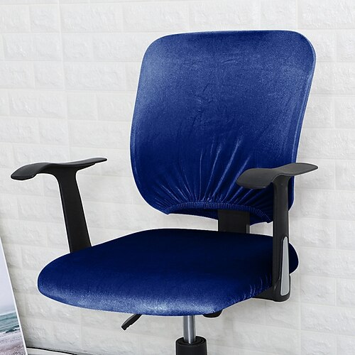 Samt-Bürostuhlbezug, Computer-Schreibtischstuhl-Bezug, Stretch-Spandex, staubdicht, universal, geteilt, rotierender Drehstuhl-Schonbezug, Schutz, 2-teiliges Set, Büro-Geschenk für Damen und Herren Image