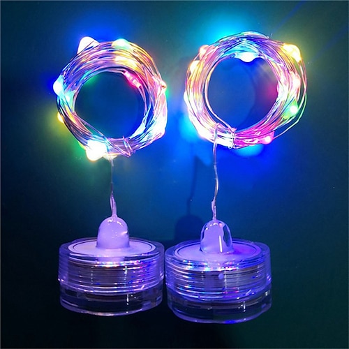 Elegante Hochzeitsfeier 10 Stück Wasserdichte LED Kerzenlichterkette 1m 2m Kupferdraht Lichtergarlande Unterwasser Vase Flasche Feenlampe für Hochzeit Image