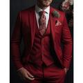 roter dreiteiliger Anzug für Herren, Ballanzug, Hochzeitsanzug, einfarbig, Slim Fit, einreihig, zwei Knöpfe, 2024