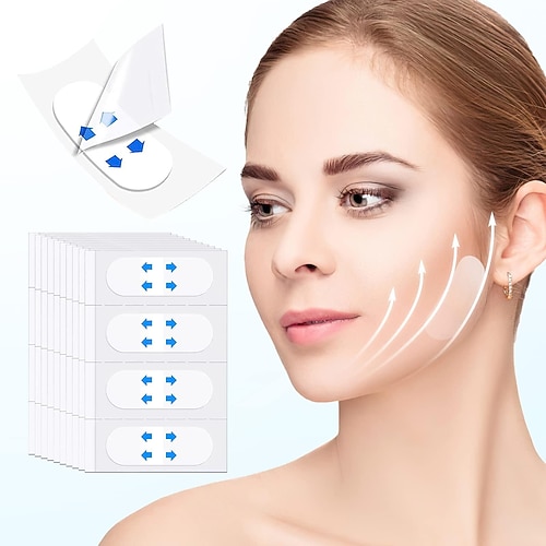 Facelift-Tape gegen Falten – Face-Tape-Lifting unsichtbar, sofortiges Facelifting in V-Form, Make-up-Tool glättet Doppelkinnfalten im Gesicht, hebt schlaffe Haut, Facelifting-Tape wasserdicht Image