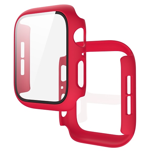 Uhrengehäuse mit Displayschutzfolie Kompatibel mit Apple Watch Series 8 7 41mm 45mm / Series 6 5 4 SE 40mm 44mm / Series 3 2 1 38mm 42mm Kratzfest Stoßfänger-Vollabdeckung Gehärtetes Glas / PC Image