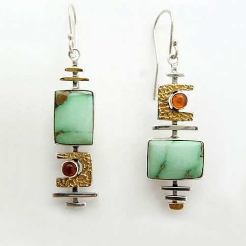 Damen-Ohrringe Vintage Fashion Streetstyle strukturierter Geometrie-Ohrring / grün / Alltagskleidung / Frühling / Sommer / Herbst / Winter Image