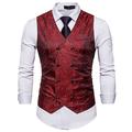 Herren Weste Formal Hochzeit Party Bühne Smart Casual Polyester Geometrisch V Ausschnitt Regular Fit Schwarz Weiß Gelb Rote Weste