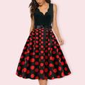 Polka Dots 50er Cocktailkleid Vintage Kleid Rockabilly Schlagkleid Knielang Damen V-Ausschnitt Weihnachten Abend Party Verlobungsfeier Homecoming Kleid für Erwachsene Frühlingamp; Sommer