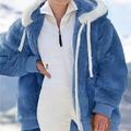 Damen Zip Hoodie Kapuzenjacke Fleecejacke Zur Seite fahren Sherpa-Fleece Teddy Zip Grün Blau Purpur Glatt Rundhalsausschnitt Langarm S M L XL 2XL 3XL / Winter / Fleece-Futter