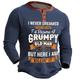 Graphic Buchstabe Old Man Modisch Täglich Brautkleider schlicht Herren 3D-Druck Henley Shirt Casual Festtage Ausgehen T-Shirt Schwarz Marineblau Armeegrün Langarm Henley Hemd Frühling Herbst