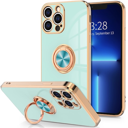 Handy Hülle Handyhüllen Für iPhone 16 15 14 Pro Max Plus 16e 13 12 11 Pro Max Mini Rückseite Mit Ständer Ringhalter Kameralinsenschutz TPU Beschichtung Image