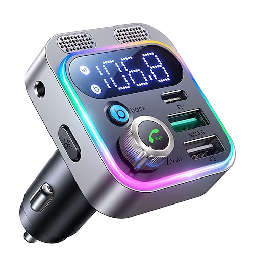 Bluetooth 5.3 FM-Transmitter für Auto stärkere Dual-Mikrofone tiefer Bass-Sound 48 W pd qc3.0 Autoladegerät Bluetooth-Adapter Image