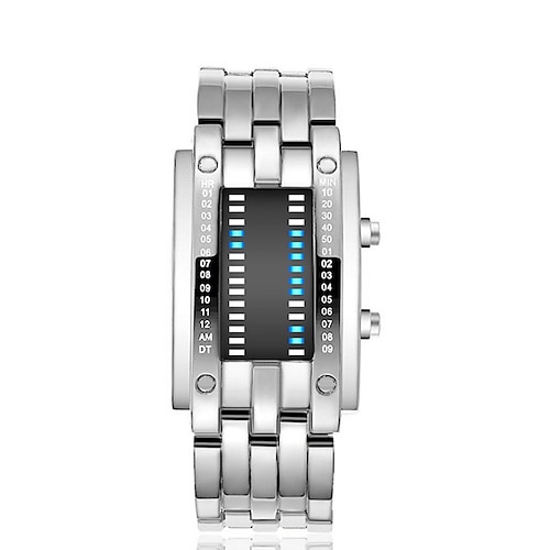 Digitale Uhr für Männer Coole Mode Armbanduhr LED Licht Edelstahl Sportarmband Männliche Armbanduhr Image