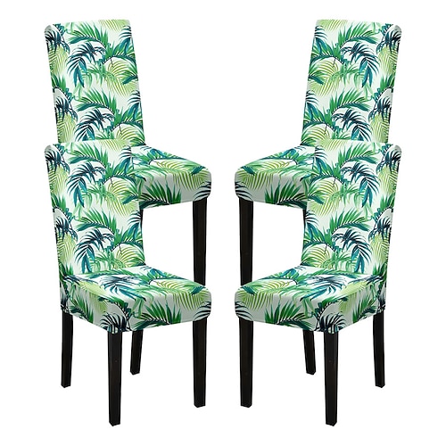 Stretch-Spandex-Esszimmerstuhlbezug Stuhlhussen, 4-teiliges Set, Blumenmuster, Stretch-Stuhlschutzbezug, Sitzbezug mit Gummiband für Esszimmer, Hochzeit, Zeremonie, Bankett, Heimdekoration Image
