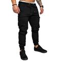 Herren Cargohose Cargohosen Cargohose Kordelzug Balkenfuß Einfarbig Atmungsaktiv Weich Outdoor Strasse Casual Stilvoll Casual / sportlich Dunkelgrau Schwarz elastisch