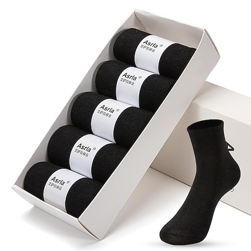 Herren 5 Paare Schwarz Weiß Farbe Solide / einfarbig B¨¹ro Casual Täglich Frühling Herbst Ganzjährig Legere Socken Geschäftlich Image