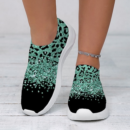 Slip-On-Sneakers mit Leopardenmuster für Damen – lässige, klobige Plateauschuhe mit leichter Sohle für den Alltag und zum Spazierengehen Image