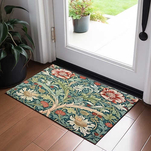 Blumen-Fußmatte, Fußmatten, waschbare Teppiche, Küchenmatte, rutschfester, ölbeständiger Teppich, Innen- und Außenmatte, inspiriert von William Morris, Schlafzimmerdekoration, Badezimmermatte, Image