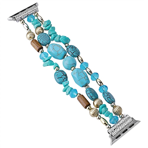 Schmuck Armband Kompatibel mit Apple Watch Armband 38mm 40mm 41mm 42mm 44mm 45mm 49mm Damen Perlenbesetzt Zwei Ton Glasperlen Ersatzarmband für iwatch Series Ultra 8 7 6 5 4 3 2 1 SE Image