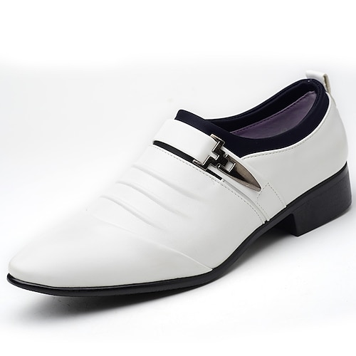 Herren Loafer Slip On Mönch Schuhe Übergrössen Leder-Loafer Wanderschuhe Geschäftlich Täglich Büro Karriere PU Atmungsaktiv Rutschfest Tragen Sie Beweis Halbschuhe Schwarz Weiß Braun Farbblock