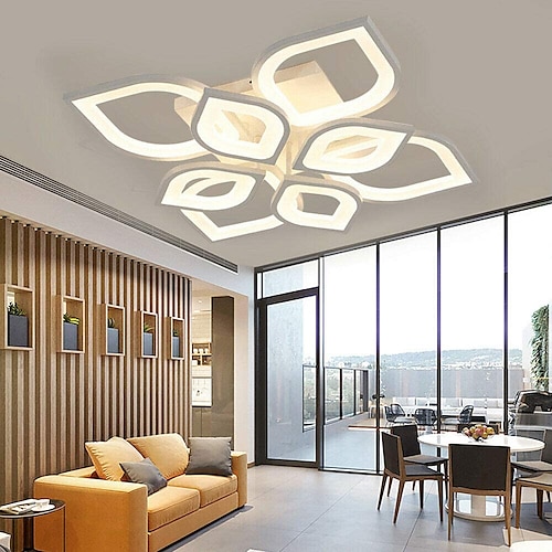 6/8/12/15 Köpfe LED-Deckenleuchte Lotus Design Deckenleuchte modern künstlerisch Metall Acryl Stil stufenlos dimmbar Schlafzimmer lackiert Leuchten 110-240V nur dimmbar mit Fernbedienung Blumendesign Image