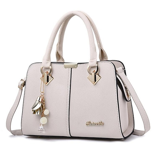 elegante blaue Damenhandtasche mit abnehmbarem Riemen und stilvoller Charm-Verzierung - perfekt fürs Büro und die Freizeit