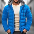 Herren Wintermantel puffer jacket Tasche Mit Kapuze Büro Karriere Verabredung Casual warm halten Winter Farbblock Schwarz Rot Marinenblau Blau Pufferjacke