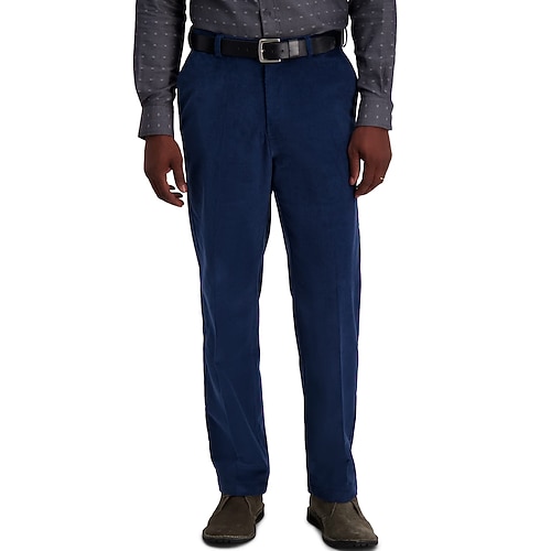 Herren Hose Anzughose Cordhose Winterhose Tasche Einfach Komfort Weich Täglich Outdoor Ausgehen Mode Lässig Blau Khaki Image