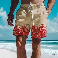 Wellen Herren Resort 3D-gedruckte Boardshorts Badehose elastische Taille Kordelzug mit Netzfutter Aloha Hawaii-Stil Urlaub Strand S bis 3XL