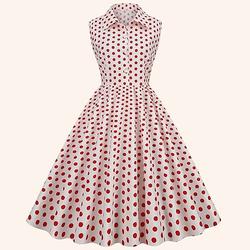 Retro Vintage 1950er Rockabilly Kleid A-Linie Kleid Swing-Kleid Tupfen Damen Halloween Karneval Maskerade Party Junggesellinnenabschiedsparty Erwachsene Kleid Abschlussballkleider