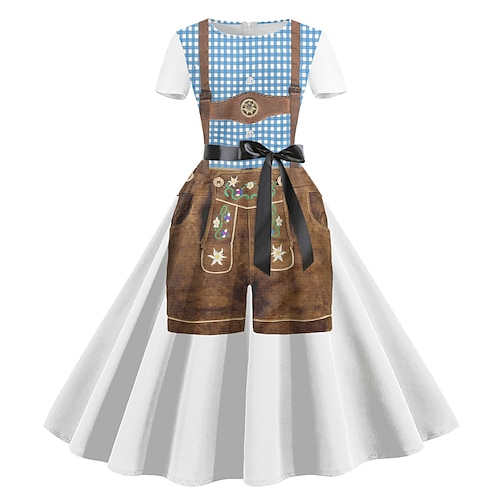 Halloween Oktoberfest Kleid Dienstmädchen Bayerisch Deutsch München Wiesn Damen Stoff im traditionellen Stil Image