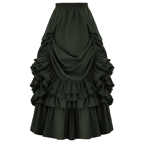 Retro Vintage Punk Gothic Mittelalterlich Rock Gothic Mädchen Gerüscht Kostüm Damen Fantasie Steampunk Maskerade Alltagstauglich Erwachsene Röcke Image