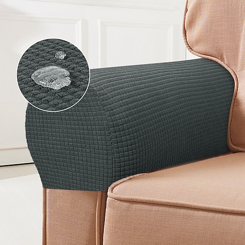 Stretch-Armlehnenbezüge aus Spandex, wasserdichte Armlehnenbezüge für Stühle, burgunderrot, Couch-, Sofa-, Sesselbezüge für Liegesofas, 2er-Set Image