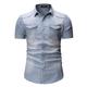 Herren Hemd Jeanshemd Knopfhemd Sommerhemd Cargo-Shirt Hellblau Marineblau Hell Gray Hell Gray Kurzarm Glatt Umlegekragen Strasse Casual Jeansstoff Bekleidung Denim Brautkleider schlicht Retro