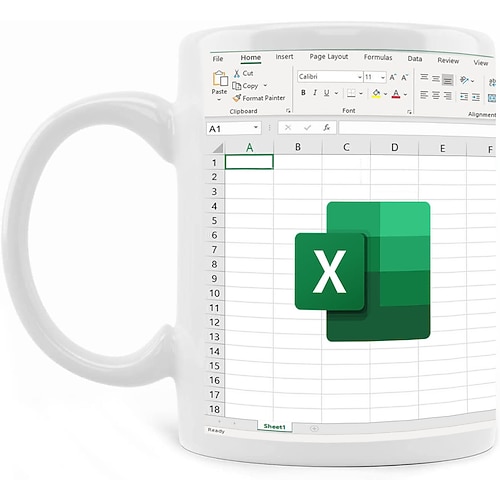 Excel-Kaffeetasse, lustige Geschenke für Frauen und Männer, Freak in the Sheets-Tasse, Geschenke für Chef, CPA, Freund, Kollegen, Buchhalter, weiße Keramik-Bürotasse, 300 ml Image
