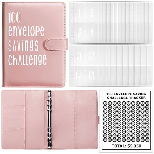 100-Umschläge-Herausforderungsbinder-Geldbinder mit Umschlägen-Spar-Herausforderungsbinder-Geldsparumschlag für das Schul-Heimbüro Image