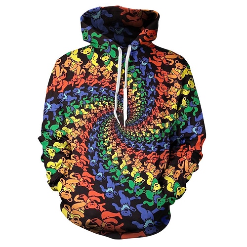 Kapuzensweatshirt Cartoon Manga Anime Mode Lässig Fronttasche Grafik für Paar Herren Damen Erwachsene Heißprägen für Maskerade Image