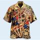 Herren Hemd Hawaiihemd Sommerhemd Grafik-Drucke Bemerkung Kubanisches Halsband Schwarz Gelb Schwarz / Rot Wein Rote Casual Hawaiianisch Kurzarm Bedruckt Button-Down Bekleidung Sport Modisch