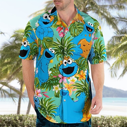 Herren Blumen Ananas Frosch Hemd Hawaiihemd Sommerhemd Aloha-Shirt Kurzarm Hemd Umlegekragen Hawaiianisch Designer Brautkleider schlicht Outdoor Strasse Casual Rot grün Olivgrün Rosa 3D-Druck S M L Image