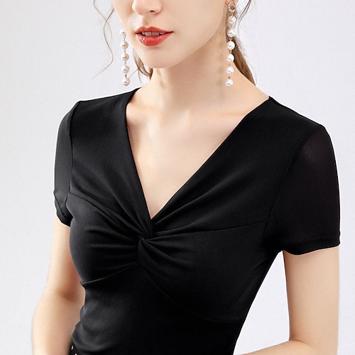 Für den Ballsaal oben Horizontal gerüscht Damen Ausbildung Laufen Kurzarm Chinlon Image