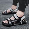 Herren Sandalen Flache Sandalen Schwarze Sandale Brautkleider schlicht Strand Design Outdoor Strand Stoff Atmungsaktiv Klettverschluß Schwarzes Gold Schwarz Blau Sommer