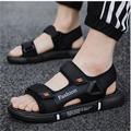 Herren Sandalen Flache Sandalen Schwarze Sandale Brautkleider schlicht Strand Design Outdoor Strand Stoff Atmungsaktiv Klettverschluß Schwarzes Gold Schwarz Blau Sommer