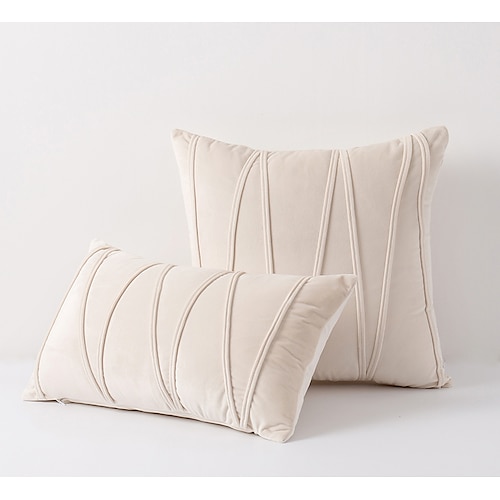 Dekorative Wurfkissen, Kissenbezüge, gestreifter Samt, modern, dekorativ, massiv, Kissenbezüge, weich, gemütlich, für Bett, Sofa, Couch, Auto, Wohnzimmer, Rosa, Blau, Salbeigrün, gebranntes Orange Image