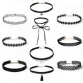 Halskette Spitze Chocker Set Schwarz Samt Choker Set Classic Gothic Tattoo Spitzenchoker Punk Goth Lolita Cosplay Damen Modeschmuck Modeschmuck