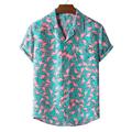 Herren Hemd Hawaiihemd Sommerhemd Camp-Shirt Grafik-Shirt Aloha-Shirt Flamingo Klassischer Kragen Hellgelb Gelb Rosa Rote Purpur Andere Drucke Casual Festtage Kurzarm Bedruckt Bekleidung Tropisch