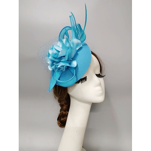 Fascinators Kentucky Derby Hut Kopfbedeckung Kopfbedeckung Federn Netzschleier Hut Herbsthochzeit Damentag Cocktail Royal Astcot mit Kappe Blumenkopfbedeckung Kopfbedeckung Image