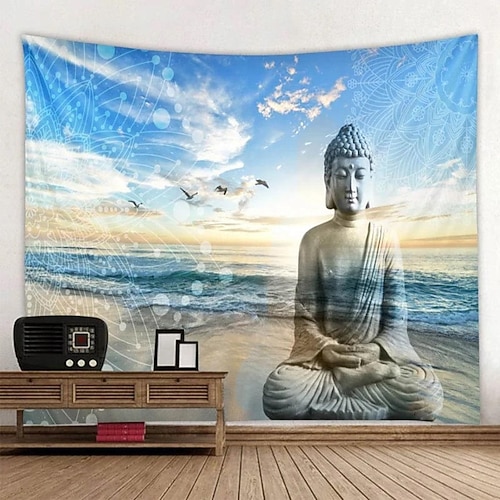 Buddha hängender Wandteppich, Buddhismus, Wandkunst, großer Wandteppich, Wanddekoration, Fotografie, Hintergrund, Decke, Vorhang, Zuhause, Schlafzimmer, Wohnzimmer, Dekoration Image