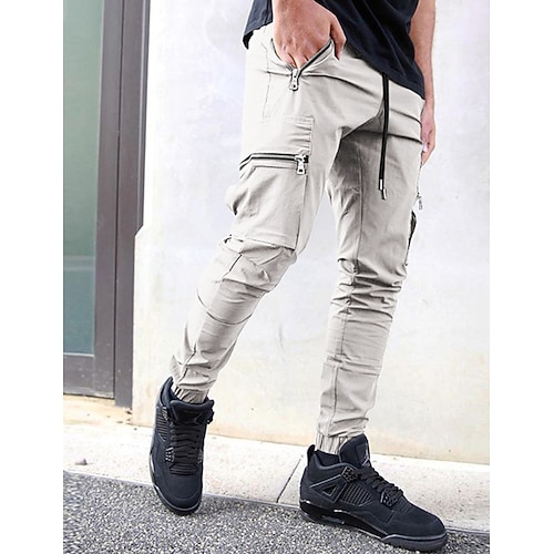 Herren Hose Hosen Trainingshose Jogginghose Outdoor Athlässigkeit Täglich Sport Weich Komfortabel Tasche Kordelzug Elastische Taille Glatt In voller Länge Modisch Brautkleider schlicht Sportkleidung Image
