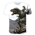 Kinder Baby Jungen T-Shirt Kurzarm Dinosaurier Fantastische Tierwesen Grafik 3D Tier Rundhalsausschnitt Druck Weiß Blau Gelb Kinder Oberteile Aktiv Cool 2-12 Jahre