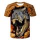 Kinder Baby Jungen T-Shirt Kurzarm Dinosaurier Fantastische Tierwesen Grafik 3D Tier Rundhalsausschnitt Druck Weiß Blau Gelb Kinder Oberteile Aktiv Cool 2-12 Jahre