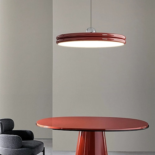 Metall-Kronleuchter im einfachen Stil, kreativer runder Lampenschirm aus Acryl-Pendelleuchte, eingebettete Decken-Pendelleuchte, dreifarbige LED-Hängelampe, Schlafzimmer-Esszimmer dekoriert mit Image