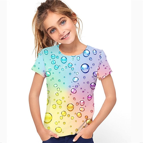 Mädchen 3D 3D-Druck T-Shirt Kurzarm 3D-Druck Sommer Frühling Aktiv Modisch Kuschelig Polyester kinderkleidung 3-12 Jahre Outdoor Täglich Innen Regular Fit Image